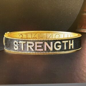 Freida Rothman Gold and Black Strength Bracelet-authentic